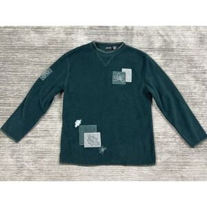 Jon Jac Sweater Womens‎ XL Green Long Sleeve Leaf Graphic Fleece Pullover